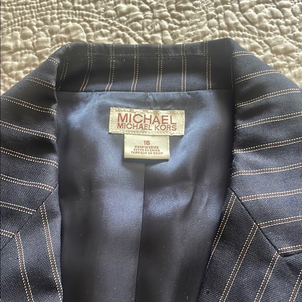 Michael Kors Navy Pinstripe Blazer - Picture 2 of 8